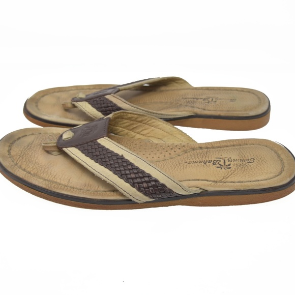 *Tommy Bahama Sz 11 Brown Leather Slip On Sandals main image 4